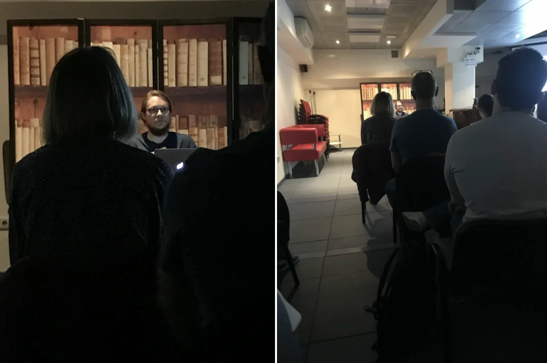 A session at an in-person School of Soul gathering